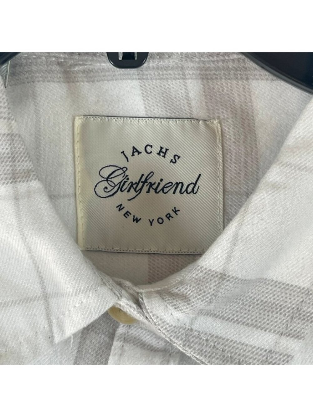 Jachs Girlfriend Plaid Button Front Shirt Women's Small Gray White - Picture 5 of 7